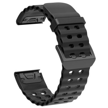 22mm Silicone Strap Garmin Fenix 8 47mm / Fenix E 47mm / Quatix 7 Pro Multiple Holes Watchband - Black