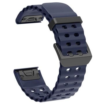 22mm Silicone Strap Garmin Fenix 8 47mm / Fenix E 47mm / Quatix 7 Pro Multiple Holes Watchband - Midnight Blue