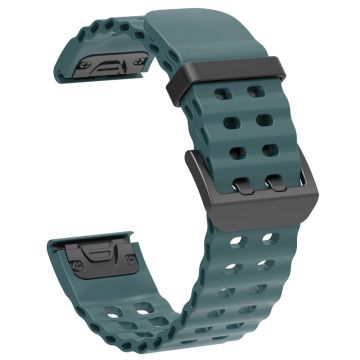 22mm Silicone Strap Garmin Fenix 8 47mm / Fenix E 47mm / Quatix 7 Pro Multiple Holes Watchband - Rock Cyan