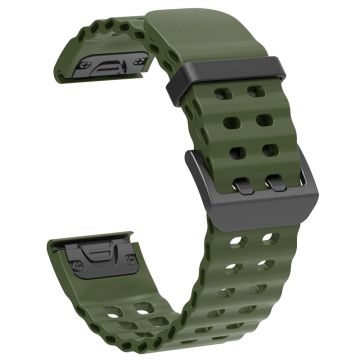 22mm Silicone Strap Garmin Fenix 8 47mm / Fenix E 47mm / Quatix 7 Pro Multiple Holes Watchband - Army Green