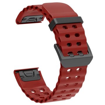 26mm Silicone Strap Garmin Fenix 8 51mm / Enduro 3 / Instinct 2X Multiple Holes Watchband - Wine Red