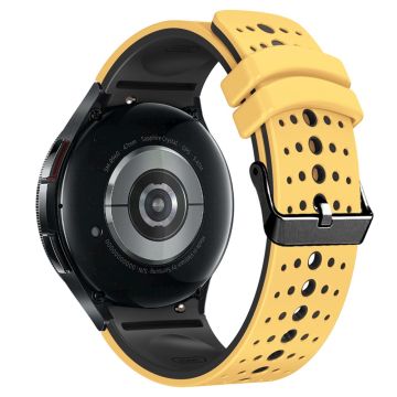 Silicone Strap Samsung Galaxy Watch7 44mm 40mm / Watch FE 40mm / Watch6 44mm 40mm Multiple Holes Dual Color Watchband - Yellow+Black