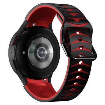 Silicone Strap Samsung Galaxy Watch7 44mm 40mm / Watch FE 40mm / Watch6 44mm 40mm Dual Color Watch Band - Black+Red