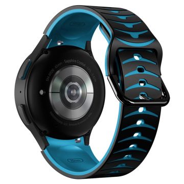 Silicone Strap Samsung Galaxy Watch7 44mm 40mm / Watch FE 40mm / Watch6 44mm 40mm Dual Color Watch Band - Black+Sky Blue