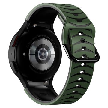 Silicone Strap Samsung Galaxy Watch7 44mm 40mm / Watch FE 40mm / Watch6 44mm 40mm Dual Color Watch Band - Army Green+Black