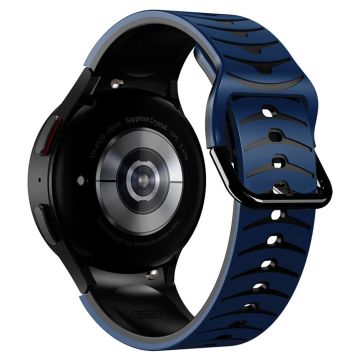 Silicone Strap Samsung Galaxy Watch7 44mm 40mm / Watch FE 40mm / Watch6 44mm 40mm Dual Color Watch Band - Dark Blue+Black