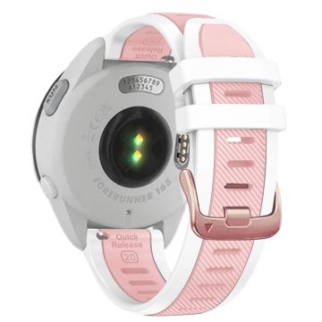 20mm Silicone Strap Samsung Galaxy Watch6 44mm 40mm / Watch6 Classic 47mm 43mm / Watch 5 44mm 40mm Rose Gold Buckle Dual Color Band - Pink+White