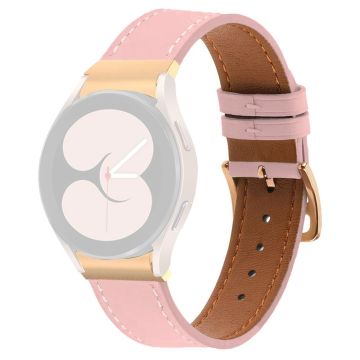 PU Leather Strap Samsung Galaxy Watch7 44mm 40mm / Watch FE 40mm / Watch6 44mm 40mm Rose Gold Buckle Watchband - Pink