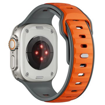 Dual Color silikonrem Apple Watch Series 10 42mm / 9 8 7 41mm / SE (2023) SE (2022) SE 6 5 4 40mm / 3 2 1 38mm - Grå + Oransje