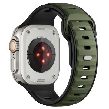 Dual Color silikonrem Apple Watch Series 10 42mm / 9 8 7 41mm / SE (2023) SE (2022) SE 6 5 4 40mm / 3 2 1 38mm - Militærgrønn + Svart