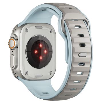 Dual Color silikonrem Apple Watch Series 10 42mm / 9 8 7 41mm / SE (2023) SE (2022) SE 6 5 4 40mm / 3 2 1 38mm - Lyseblå + Kaffe