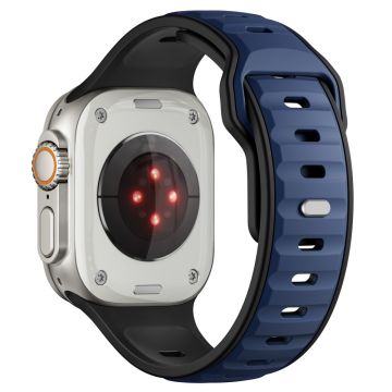 Dual Color silikonrem Apple Watch Series 10 42mm / 9 8 7 41mm / SE (2023) SE (2022) SE 6 5 4 40mm / 3 2 1 38mm - Mørkeblå + Svart