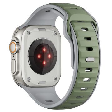 Dual Color silikonrem Apple Watch Series 10 42mm / 9 8 7 41mm / SE (2023) SE (2022) SE 6 5 4 40mm / 3 2 1 38mm - Lysegrønn + Grå