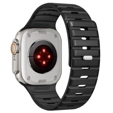 Magnetisk bånd Apple Watch Series 10 42mm / 9 8 7 41mm / SE (2023) SE (2022) SE 6 5 4 40mm / 3 2 1 38mm Silikon pustende klokkerem - Svart