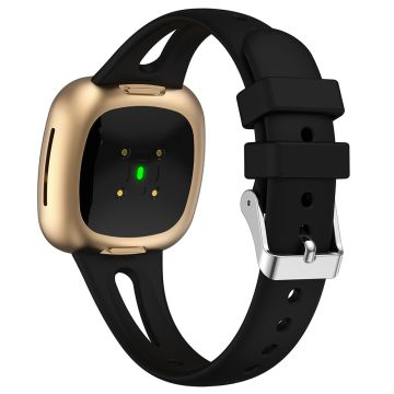 Størrelse L Klokkebånd Fitbit Versa 4 / Versa 3 / Sense 2 Svettebestandig myk silikon sportsklokkearmbånd - Svart