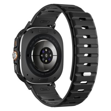 Samsung Galaxy Watch Ultra 47mm Replacement Band Silicone Watch Strap Magnetic Button - Black / Black