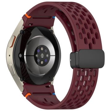 Samsung Galaxy Watch7 / 6 / 5 / 4 / FE Replacement Band Adjustable Silicone Watch Strap - Wine Red