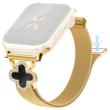 Milanese Band Apple Watch Series 10 42mm / Series 9 8 7 41mm / SE (2023) SE (2022) SE 6 5 4 40mm / 3 2 1 38mm klokkerem med Clover Connector, Str: S - Gull