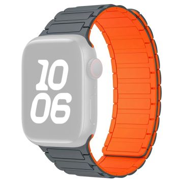 Magnetic Silicone Watch Band Apple Watch Series 10 42mm Three-Bead Design - Grey  /  Orange