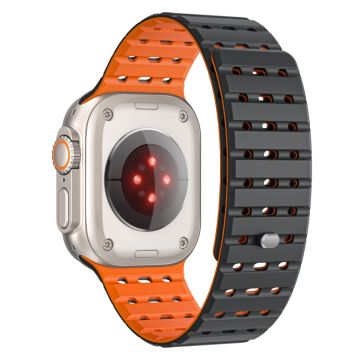 Silicone Band Watch Band Apple Watch Series 10 42mm Magnetic Strap - Black+Orange