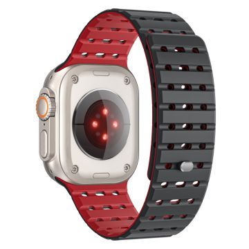 Silicone Band Watch Band Apple Watch Series 10 42mm Magnetic Strap - Black+Red