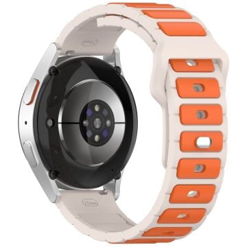 Huawei Watch GT 5 / GT 4 46mm / Samsung Gear S3 Classic / S3 Frontier Silicone Strap Dual Color Watch Band - Starlight / Orange