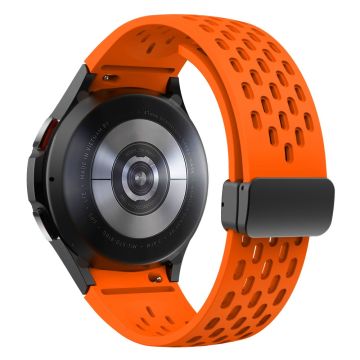 Silicone Strap Samsung Galaxy Watch7 / Watch6 / Watch 5 44mm 40mm Wrist Strap with Black Magnetic Buckle - Orange