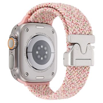 Wrist Strap Apple Watch Series 10 42mm Parachute Buckle Nylon Braided Watch Band - Starlight Pink