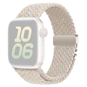 Nylon Strap Apple Watch Series 10 42mm Parachute Buckle Braided Watch Band - Starlight with Colorful Spot