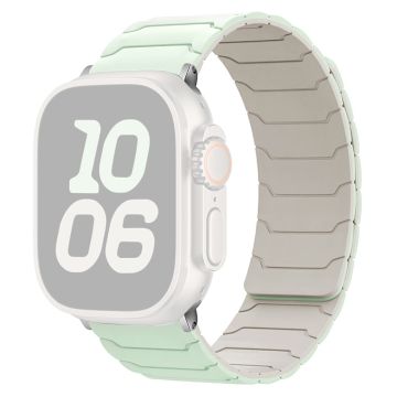 Silicone Strap Apple Watch Series 10 42mm Magnetic Band - Light Mint Green+Starlight