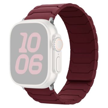 Silicone Strap Apple Watch Series 10 42mm Magnetic Band - Wine Red