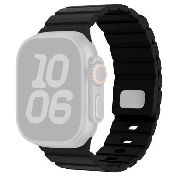 Silicone Band Apple Watch Series 10 42mm Magnetic Quick Release Strap - Black