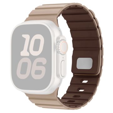 Silicone Band Apple Watch Series 10 42mm Magnetic Quick Release Strap - Milk Tea+Chocolate