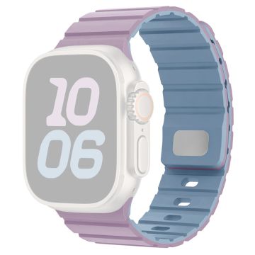 Silicone Band Apple Watch Series 10 42mm Magnetic Quick Release Strap - Light Purple+Mist Blue