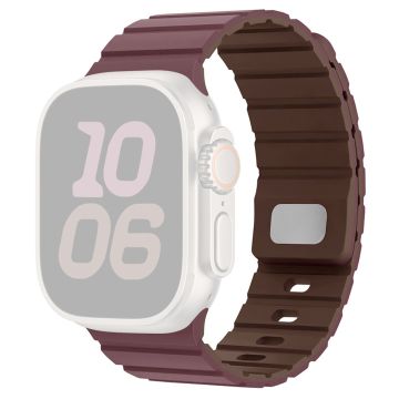 Silicone Band Apple Watch Series 10 42mm Magnetic Quick Release Strap - Smoky Purple+Chocolate