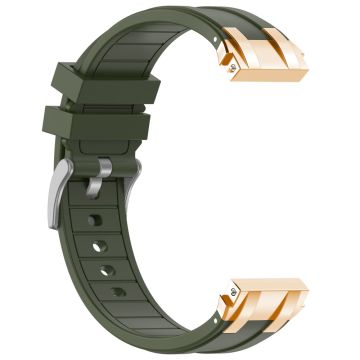 Xiaomi Redmi Watch 5 Active / Huawei Watch GT 5 46mm Watch Band 22mm Royal Oak Style Silicone Strap Gold Metal Buckle - Army Green