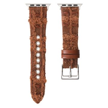 Genuine Cow Leather and Wool Strap Apple Watch Series 10 42mm - Brown