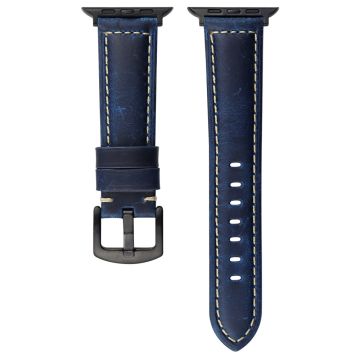 Watch Band Apple Watch Series 10 42mm Genuine Cow Leather Strap - Blue