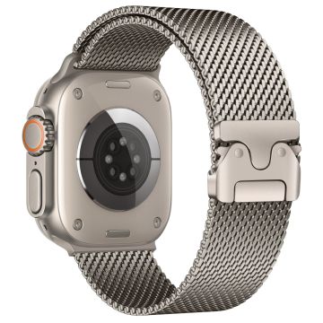 Watch Band Apple Watch Series 10 42mm Parachute Buckle Milanese Stainless Steel Strap - Titanium