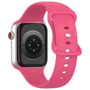 KALEBOL Butterfly Imprint Watch Strap Apple Watch Series 10 42mm Silicone Wrist Band - Pink