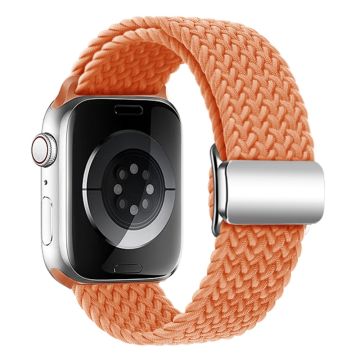 KALEBOL Magnetic Watch Strap Apple Watch Series 10 42mm Nylon Braided Wrist Band - Orange