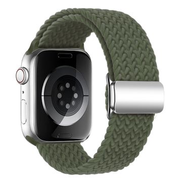 KALEBOL Magnetic Watch Strap Apple Watch Series 10 42mm Nylon Braided Wrist Band - Dark Olive Green