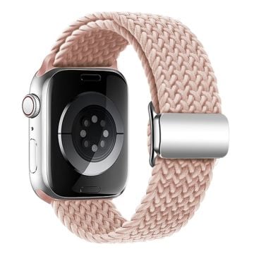 KALEBOL Magnetic Watch Strap Apple Watch Series 10 42mm Nylon Braided Wrist Band - Pink