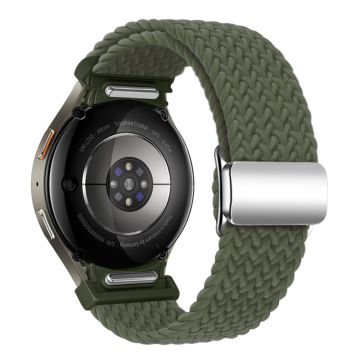 KALEBOL Magnetic Watch Strap Samsung Galaxy Watch FE 40mm / Watch7 / 6 / 6 Classic / 5 / 5 Active / 5 Pro / 4 / 4 Classic / 4 Active Braided Band - Dark Olive Green