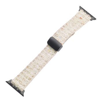 Genuine Cow Leather+Wool Watch Band Apple Watch Series 10 42mm Wrist Strap - Beige