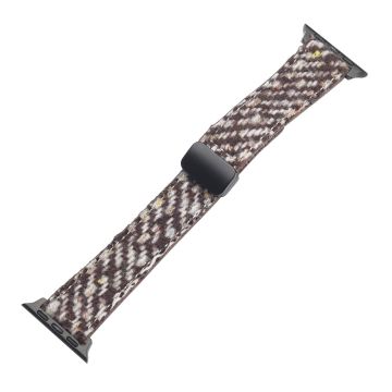 Genuine Cow Leather+Wool Watch Band Apple Watch Series 10 42mm Wrist Strap - Coffee