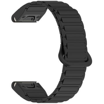 20mm Magnetic Watch Band Garmin Fenix 8 43mm / Descent MK3 Quick Release Soft Silicone Strap - Black