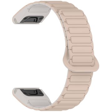 22mm Magnetic Watch Band Garmin Fenix 8 47mm / Fenix E 47mm Quick Release Soft Silicone Strap - Milk Tea+Rock White