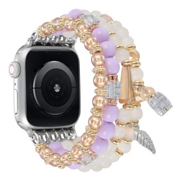 Beaded Bracelet Apple Watch Series 10 42mm Replacement Watch Band - Purple