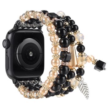 Beaded Bracelet Apple Watch Series 10 42mm Replacement Watch Band - Black